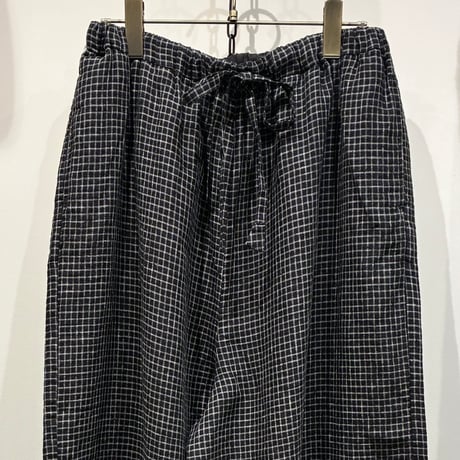 TIGRE BROCANTE （ティグルブロカンテ） Monochrome Check Linen Gather Wide PT(モノクロチェックリネンギャザーワイドパンツ）