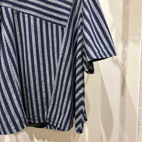 TIGRE BROCANTE （ティグルブロカンテ） Indigo Border Jersey Clione Patch Tunic T（インディゴボーダー天竺クリオネパッチチュニックT）