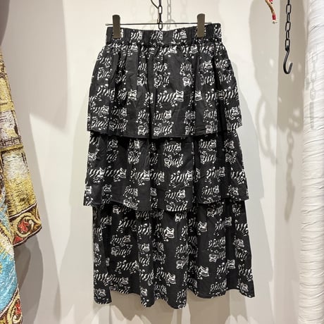 TIGRE BROCANTE （ティグルブロカンテ） Tigre Block Print Tiered Skirt（ティグロブロックプリントティアードスカート）