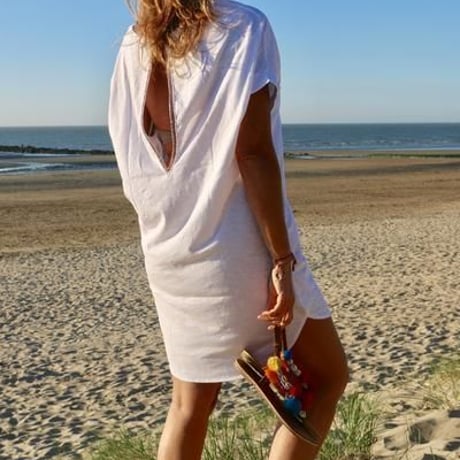 ◆Mon ange Louise◆　CHILL T-SHIRT DRESS　ビーチドレス コットンワンピース（white）