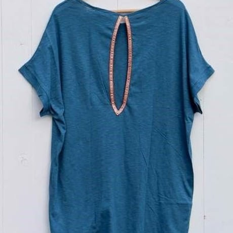 ◆Mon ange Louise◆　CHILL T-SHIRT DRESS　ビーチドレス コットンワンピース（eagan blue)