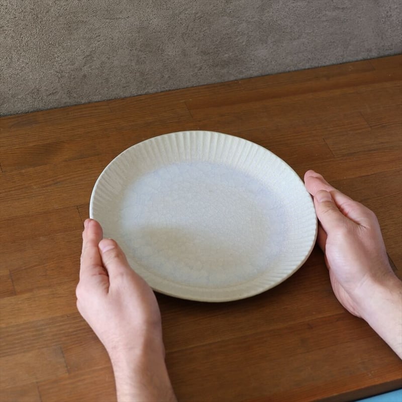 輪花8寸皿 ガラス貫入釉 全3色 | 萩焼窯元 松光山