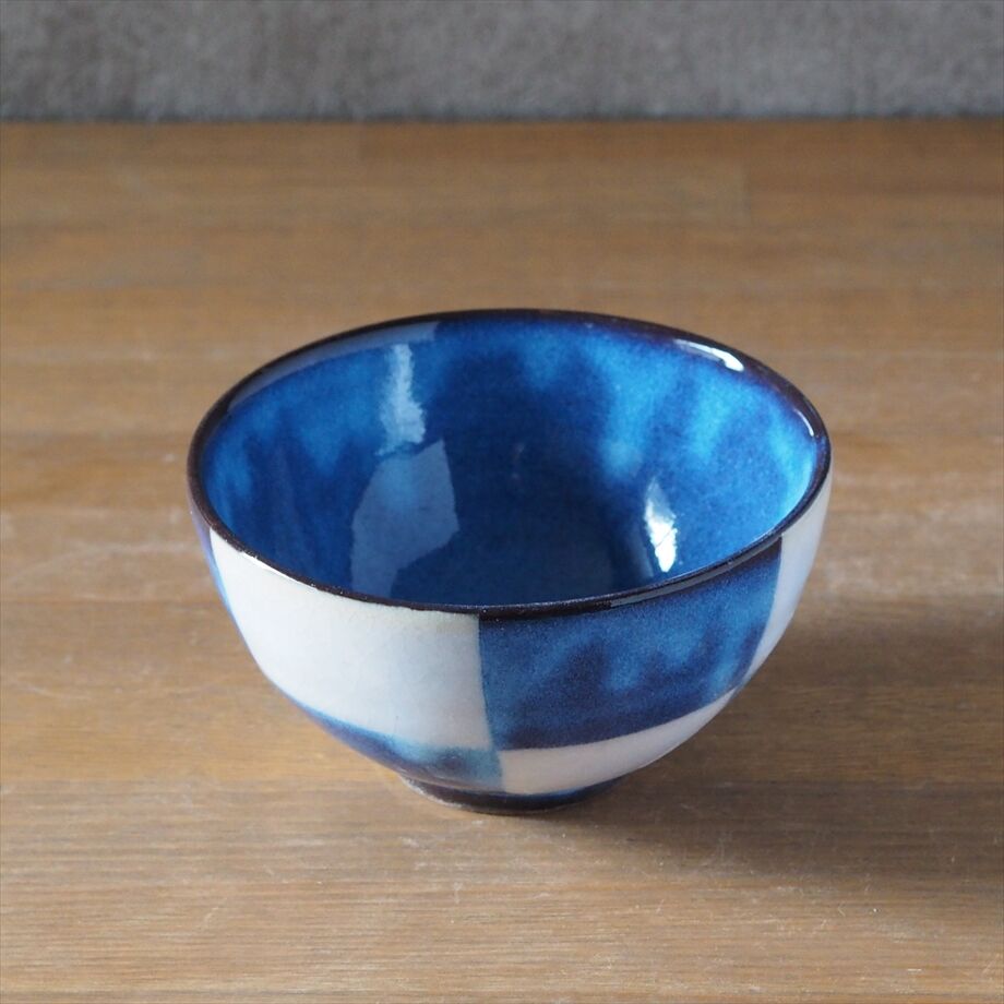 茶碗 色絵 市松文様 市松模様飯碗・大 全2色 | 萩焼窯元 松光山