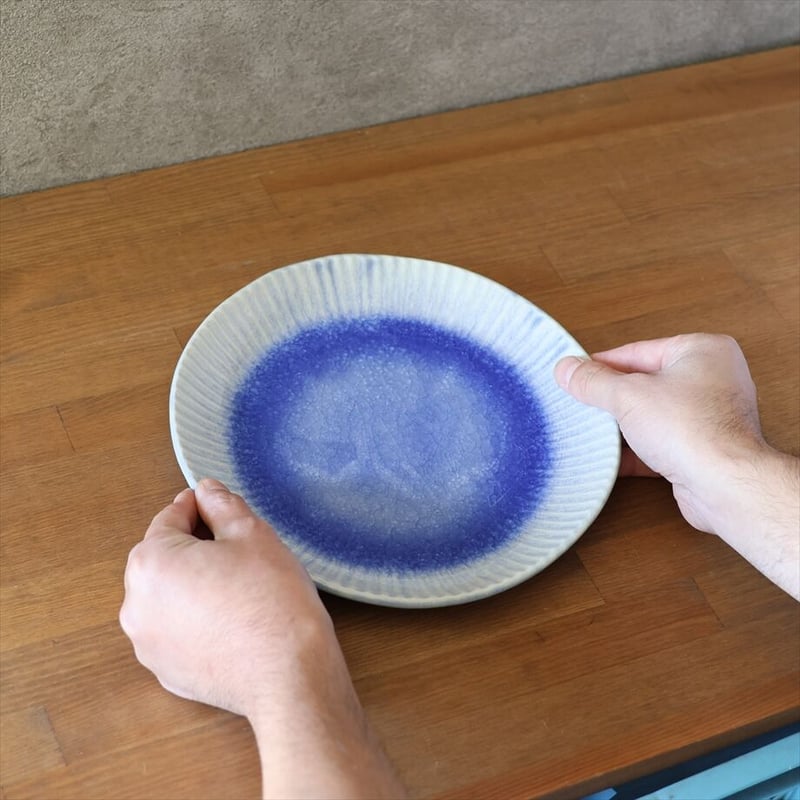 輪花8寸皿 ガラス貫入釉 全3色 | 萩焼窯元 松光山