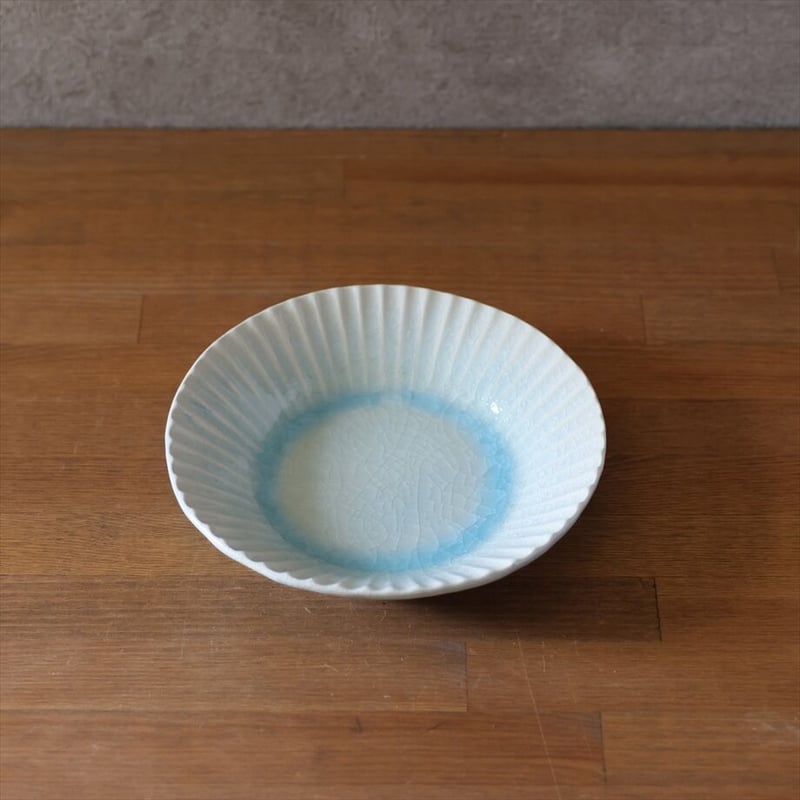 黄釉輪花6寸向付　　11客　　新品未使用 輪花6寸鉢 ガラス貫入釉 全3色 | 萩焼窯元 松光山