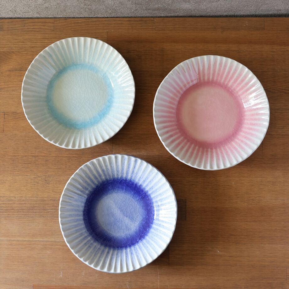 輪花6寸鉢 ガラス貫入釉 全3色 | 萩焼窯元 松光山