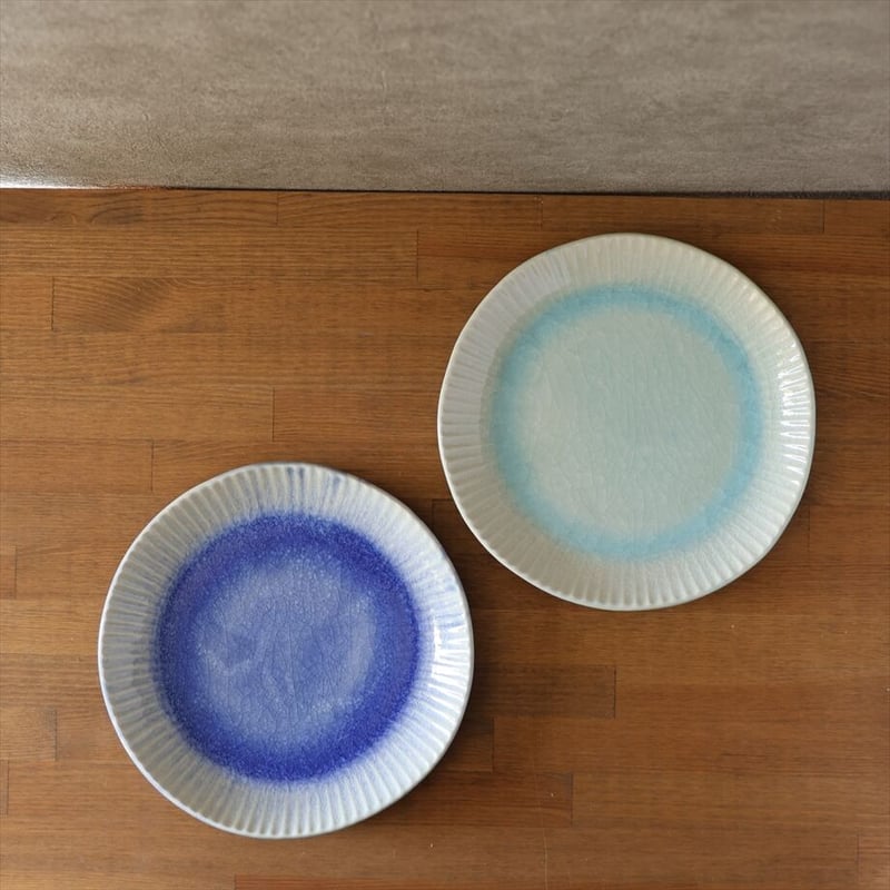 輪花8寸皿 ガラス貫入釉 全3色 | 萩焼窯元 松光山