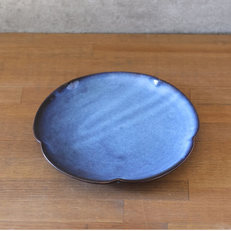 清朝　　菓子器 輪花7寸丸皿 全3色 | 萩焼窯元 松光山