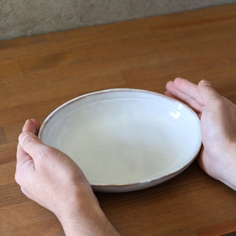 楕円形カレー皿・小（白萩釉）