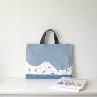 レッスンバッグ　wave　ライトブルー×スクエア×アズライトブルー