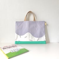 レッスンバッグ  wave　ラベンダー×ジグザグ×エメラルド