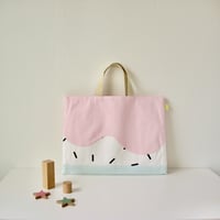 レッスンバッグ  wave　キャンディーピンク×スクエア×アイスブルー
