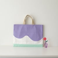 レッスンバッグ　wave パープル×グレーチェック×ミントグリーン