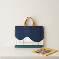 レッスンバッグ wave ネイビー×チェック×ビリジアングリーン
