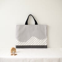 レッスンバッグ　wave ライトグレー×ストライプ× ダークグレー