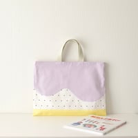 レッスンバッグ　wave ライラック×ミニドット×イエロー