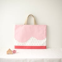 レッスンバッグ　wave キャンディピンク×ミニドット×ストロベリー