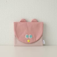 移動ポケット くま　ピンク×ベージュピンク