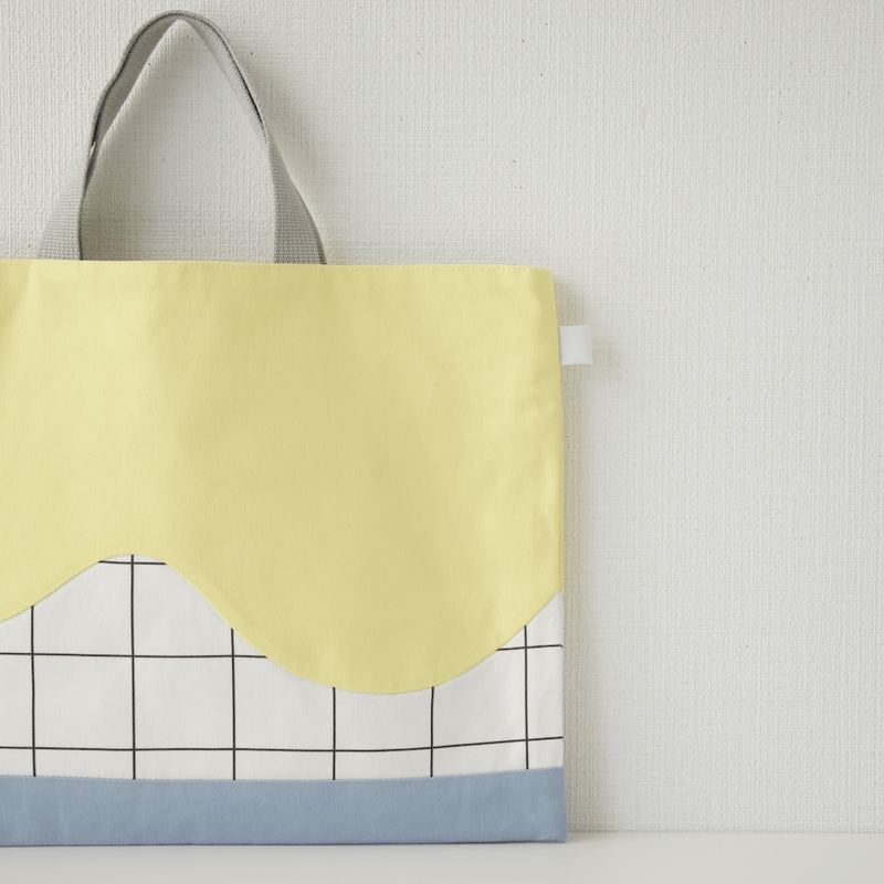 レッスンバッグ wave イエロー×チェック×ライトブルー | Gauche