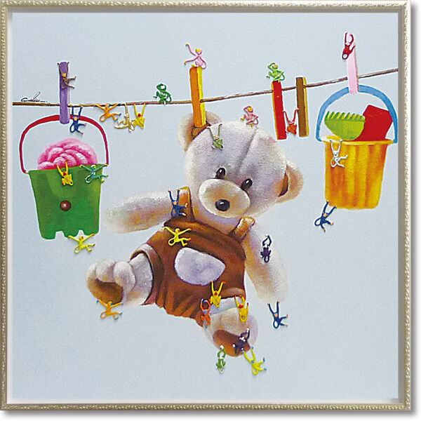 インテリア　テディベア絵画　顔料インク オイル ペイント アート「テディベア&モンキーズ」 | Nordic