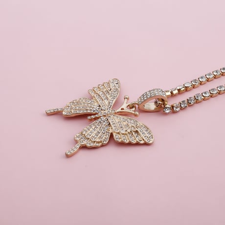 即納★gold  butterfly  necklace  acc-63