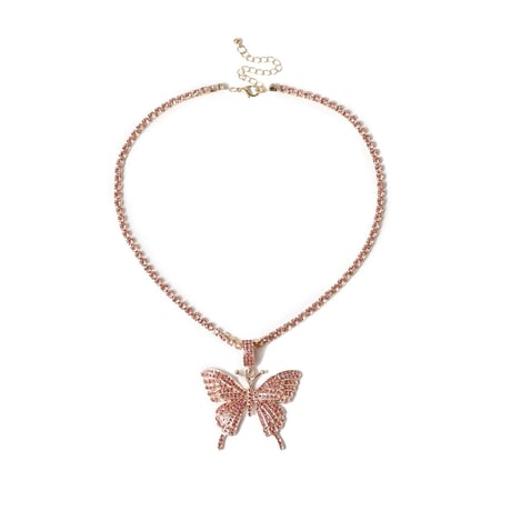 即納★pink  butterfly  necklace  acc-62