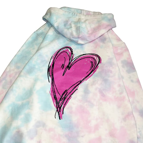 HEART TIE-DYE HOODY SWEAT