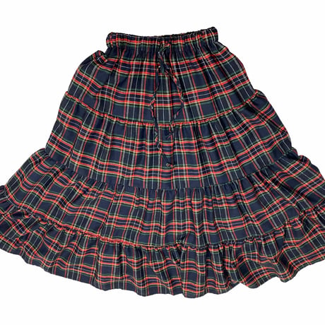 CHECK TIERED SKIRT