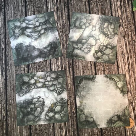 Jon Hodgson Map Tiles: Gridded Mountain Pass Map Tile Set - 山道 マップ タイルセット