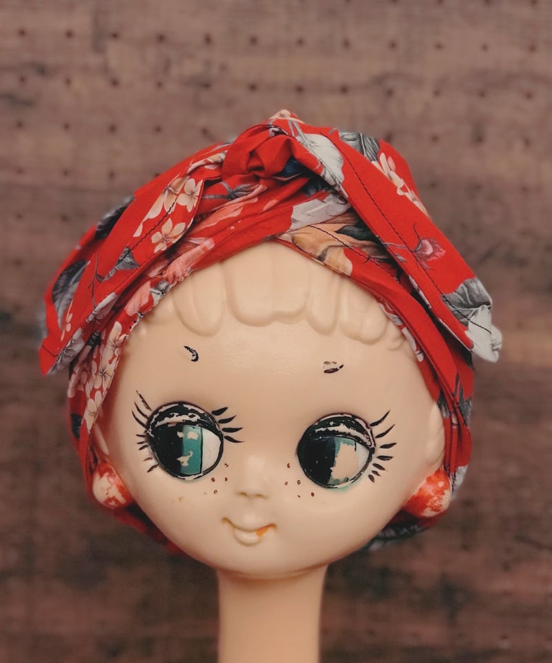 ワイヤーターバン*cotton リバティRED BIGフラワー*wt-07201 | spoooon