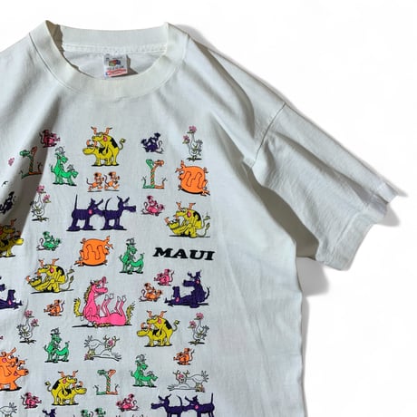 80's- Fruit of the loom (M) ERO T-SHIRTS animal White