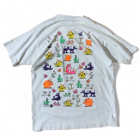 80's- Fruit of the loom (M) ERO T-SHIRTS animal White