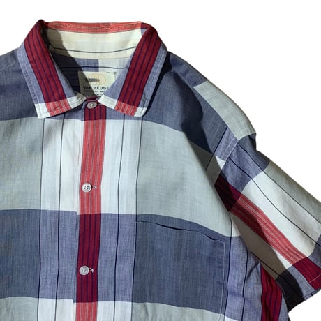 1960's VAN HEUSEN CHECK OPEN COLLAR SHIRT