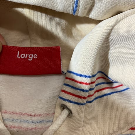 2009 Supreme (L) Cotton Zip Up Hoodie Border Natural