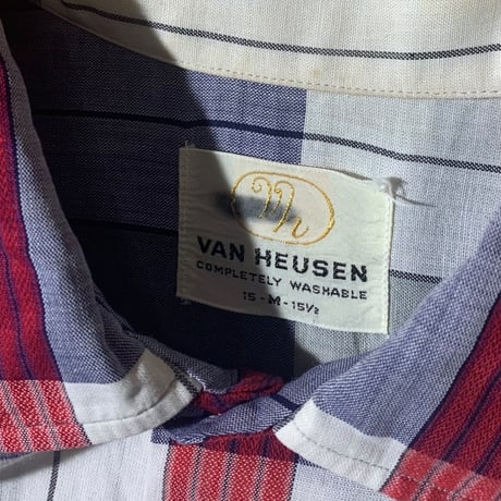1960's VAN HEUSEN CHECK OPEN COLLAR SHIRT