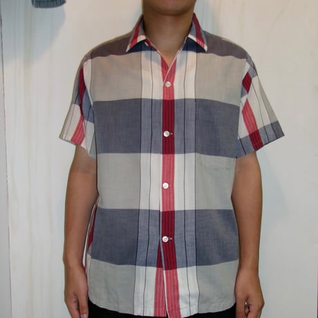 1960's VAN HEUSEN CHECK OPEN COLLAR SHIRT