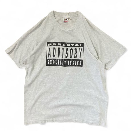 90's Fruit of the loom (XL) ADVISORY T-Shirts Hip Hop Grey
