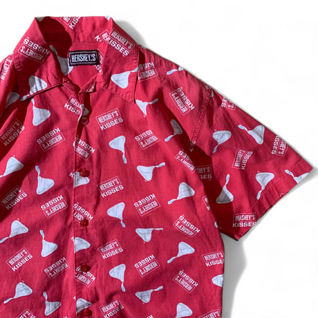 00's HERSHEY'S Cotton Opencollar Shirts Red