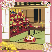 三毛猫みけの夢日記 ふろしき【中巾】みけとお雛様 #45c