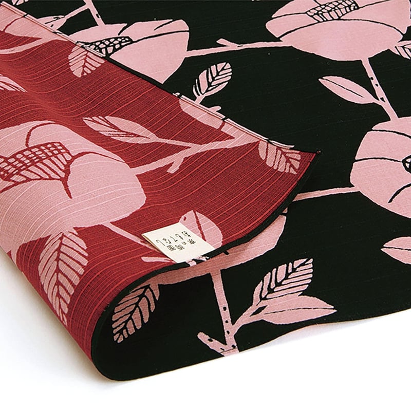 京の両面おもてなし ふろしき【中巾】椿＜墨色－すみいろ＞ #21q