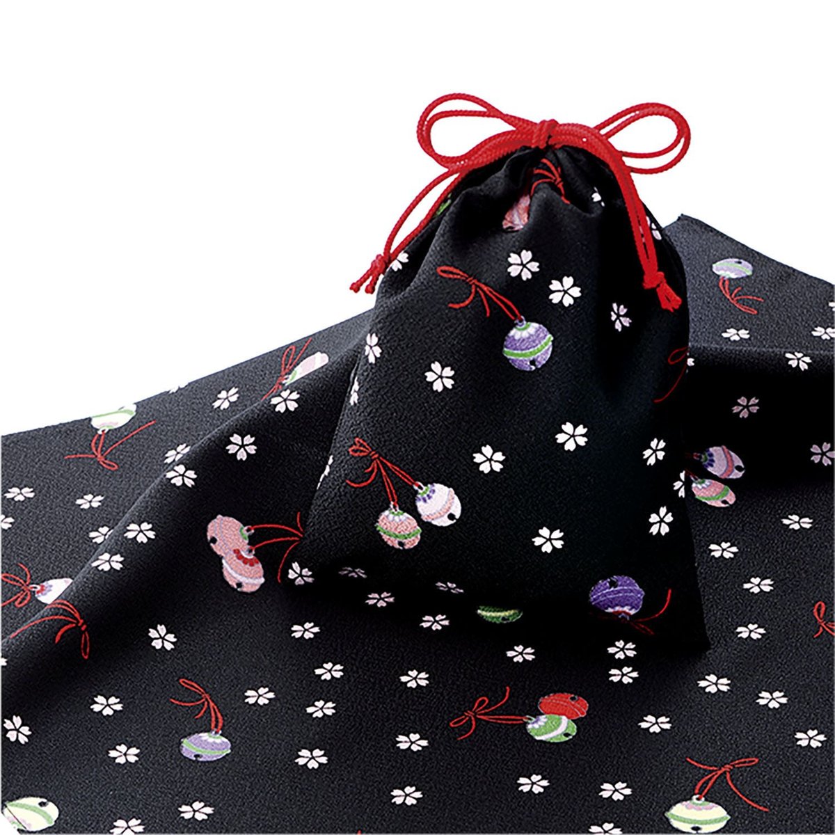 文様柄シリーズ エコクロス×巾着セット鈴と桜 #50e | Patoriオンライン