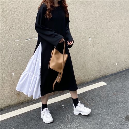 MONCLER スウェット 異素材 切替 ワンピース ワンポイント M オンライン ショップ 安いファッション - MONCLER スウェット 異素材