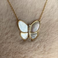 butterfly マザーオブパール×ジルコニア ネックレス G