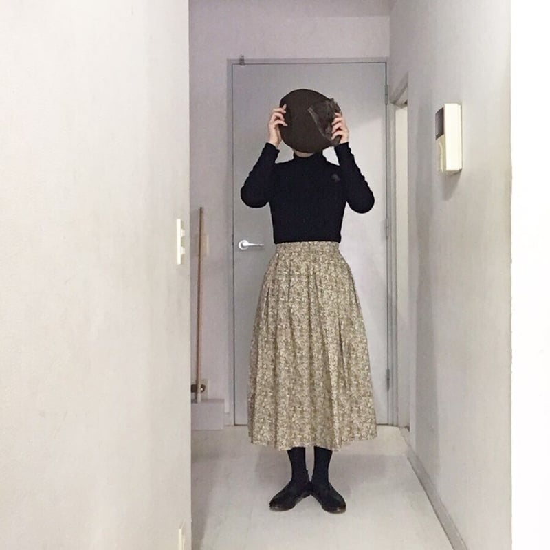 k-66 】 タックギャザースカート リバティプリント chive(チャイブ  