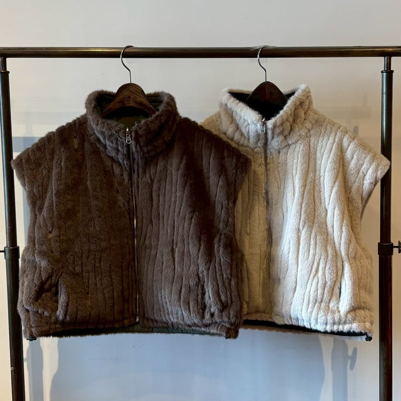 10/7ライブ② リバーシブルボアキルティングベスト (マッドコア