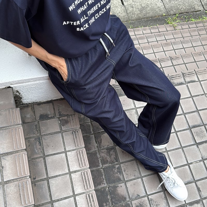 ✳︎1045 粉袋リメイク　パンツ 8/16ライブ② 裏起毛別布使いデニムパンツ (ピアッチェ―レ