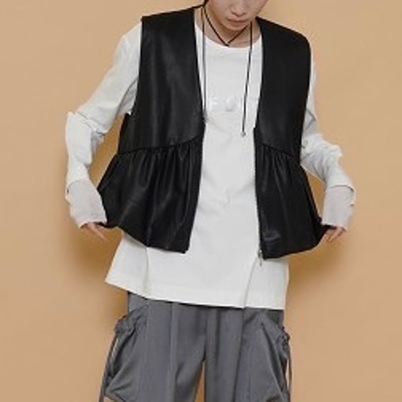 発送予定注意 4/12ライブ① ヴィーガンレザーバルーンギャザーベスト