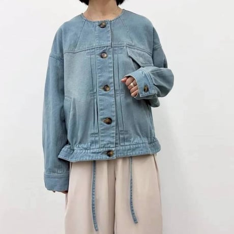 イシカワラボ　ストレッチデニムジャケット イシカワラボ☆ヒトミ ストレッチデニム ニットスリーブ