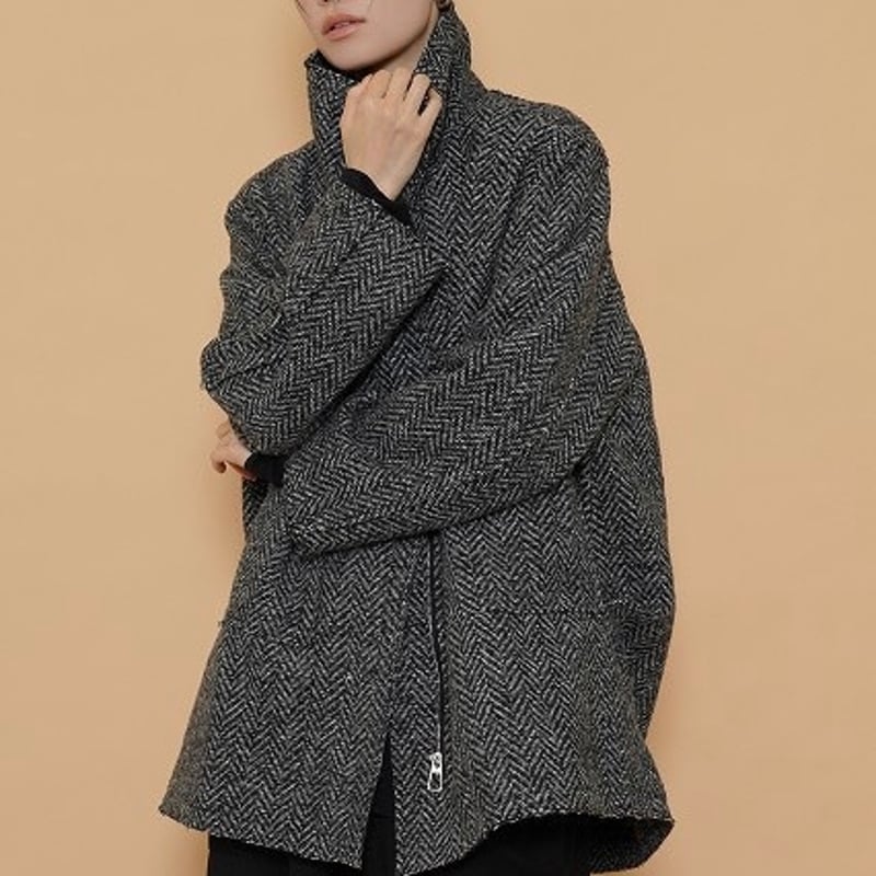 今期新作 15%off★CYAN TOKYO ヘリンボーンツイードハーフコート 本発 11/18ライブ② へリンボーンツイードハーフコート (シアン