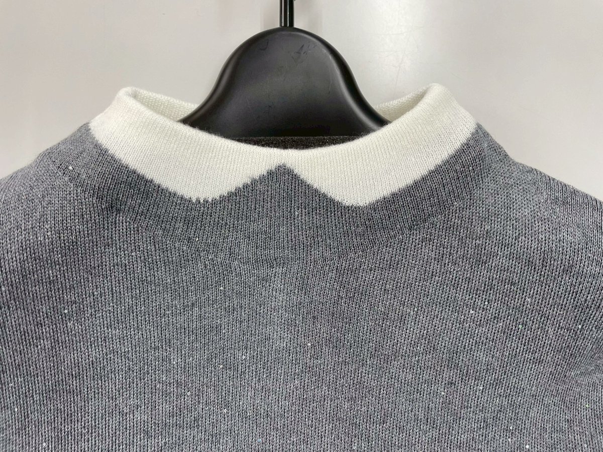 レオナール　カンカン素材　ボウタイ　スパンコール　ニット 42サイズ レオナール カンカン素材 ボウタイ スパンコール ニット 42サイズ